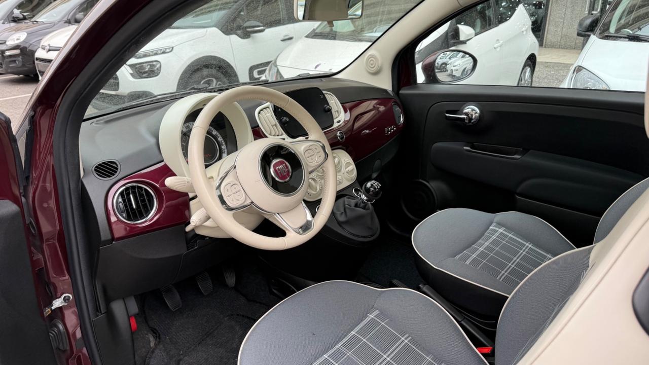 Fiat 500 1.2 Lounge LED CAR PLAY PANORAMA CERCHI 15 PDC BLUETOOTH