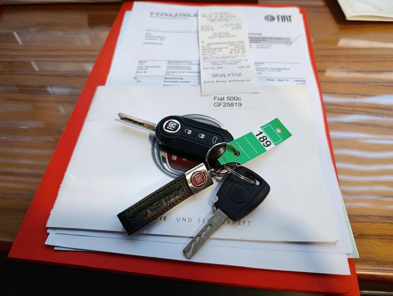 Fiat 500 C 1.0 Hybrid Lounge Rosso Corallo Pelle Full