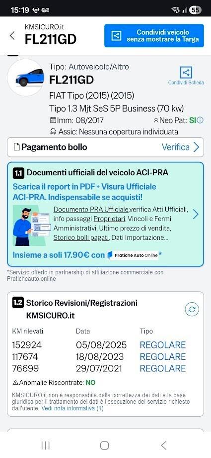 Fiat Tipo 1.6 Mjt 4 porte Lounge