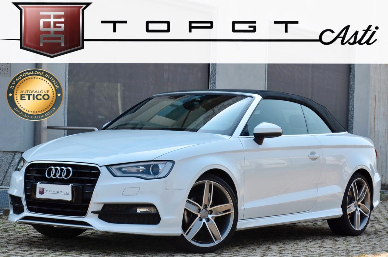 AUDI A3 CABRIO 2.0 TDI S-LINE INT+EXT 150cv S-TRONIC, UNICO UTILIZZATORE, UFF ITALIANA, EURO 6B, XENO, FRANGIVENTO, NAVI, PERMUTE