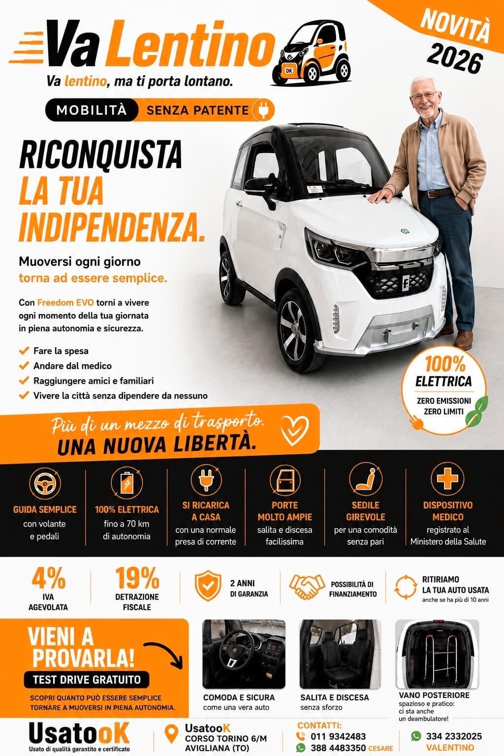 VA Lentino Auto Senza Patente 25 km/h FREEDOM EVO