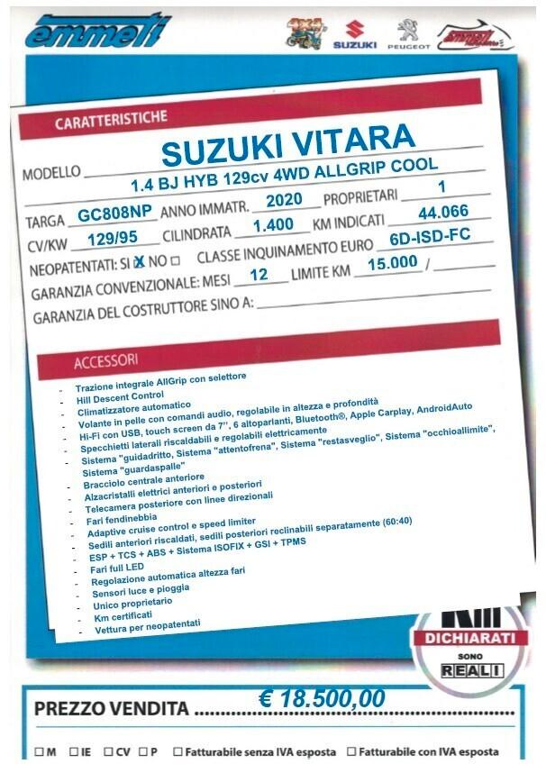 Suzuki Vitara 1.4 BJ Hyb 129cv 4WD AllGrip Cool