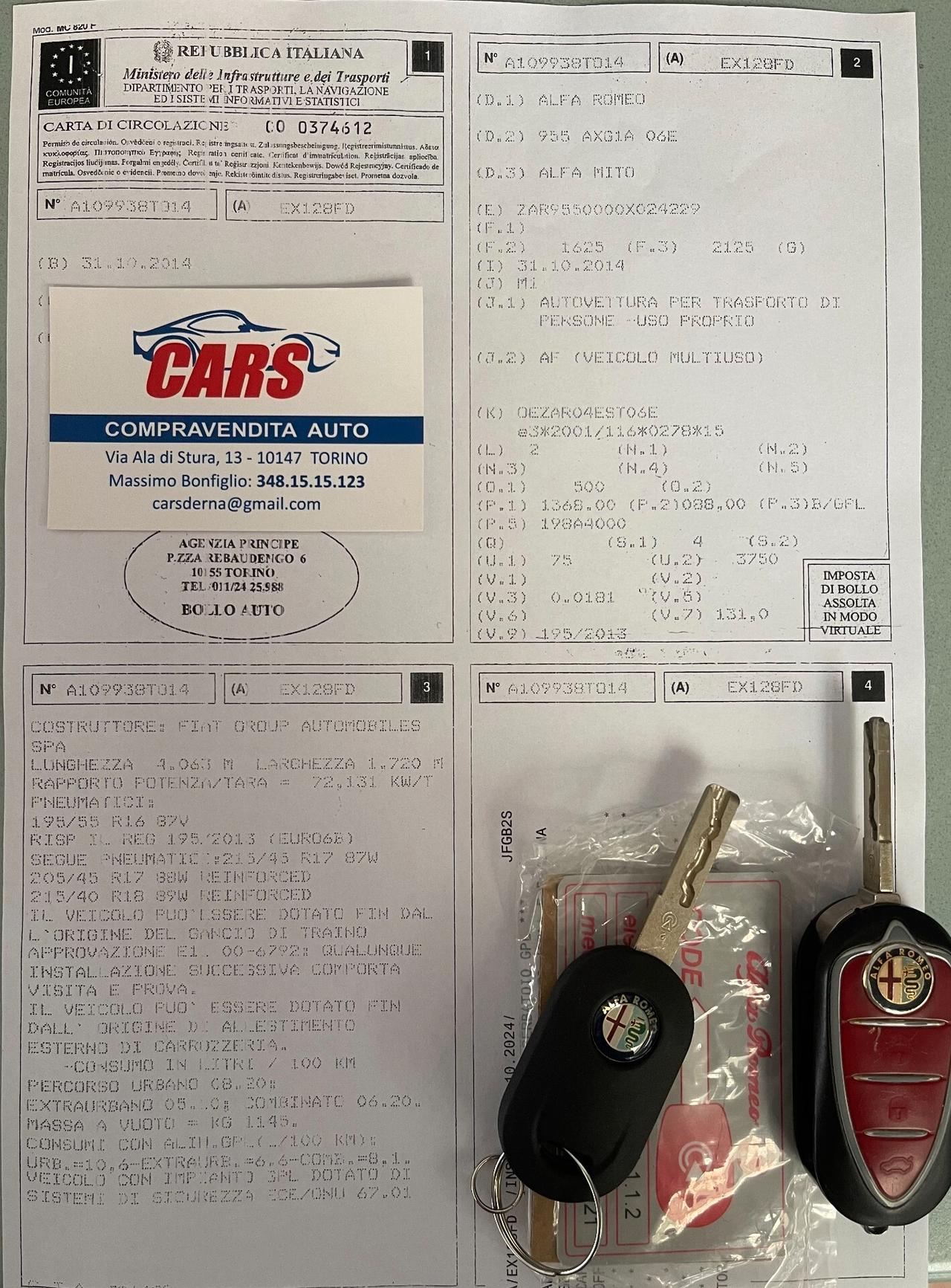 Alfa Romeo MiTo 1.4 T 120 CV GPL Distinctive