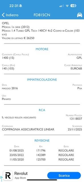 Opel Mokka 1.4 Turbo GPL Tech 140CV 4x2 Cosmo