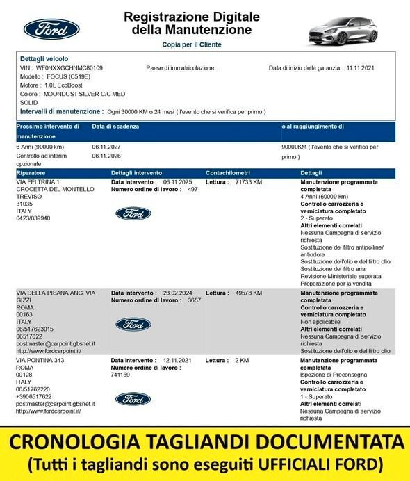 Ford Focus St-Line 1.0 EcoBoost Hybrid 125 CV Manuale