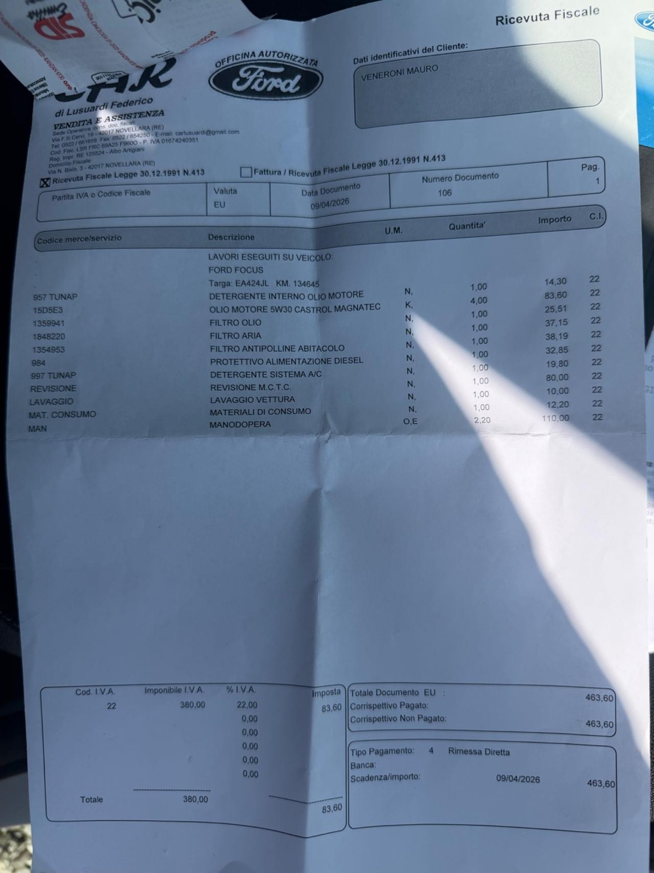 Ford Focus 1.6 TDCi (135.000KM) CERTIFICATI