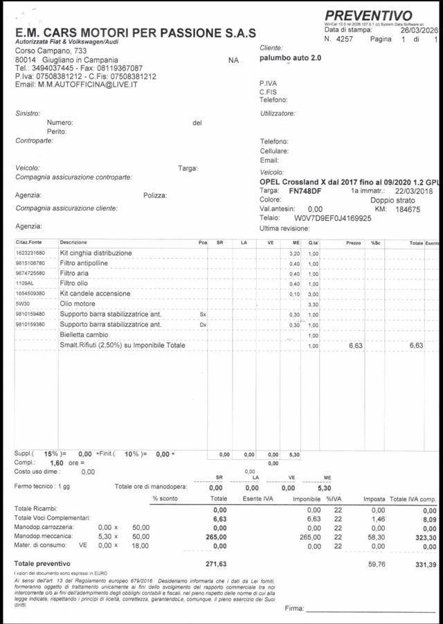 OPEL Crossland X 1.2 GPL 12V Advance SOGGIORNO + BLOCK SHAFT