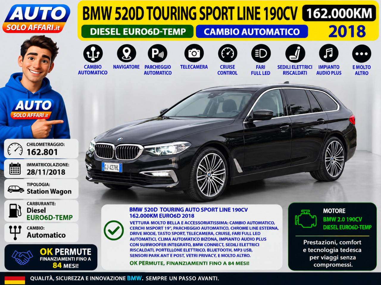 BMW 520 d TOURING SPORTLINE AUTO EURO6D CAMERA/NAVI/LED