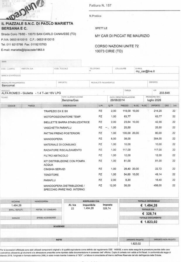 Alfa Romeo Giulietta 1.4T GPL Casa Madre 2034