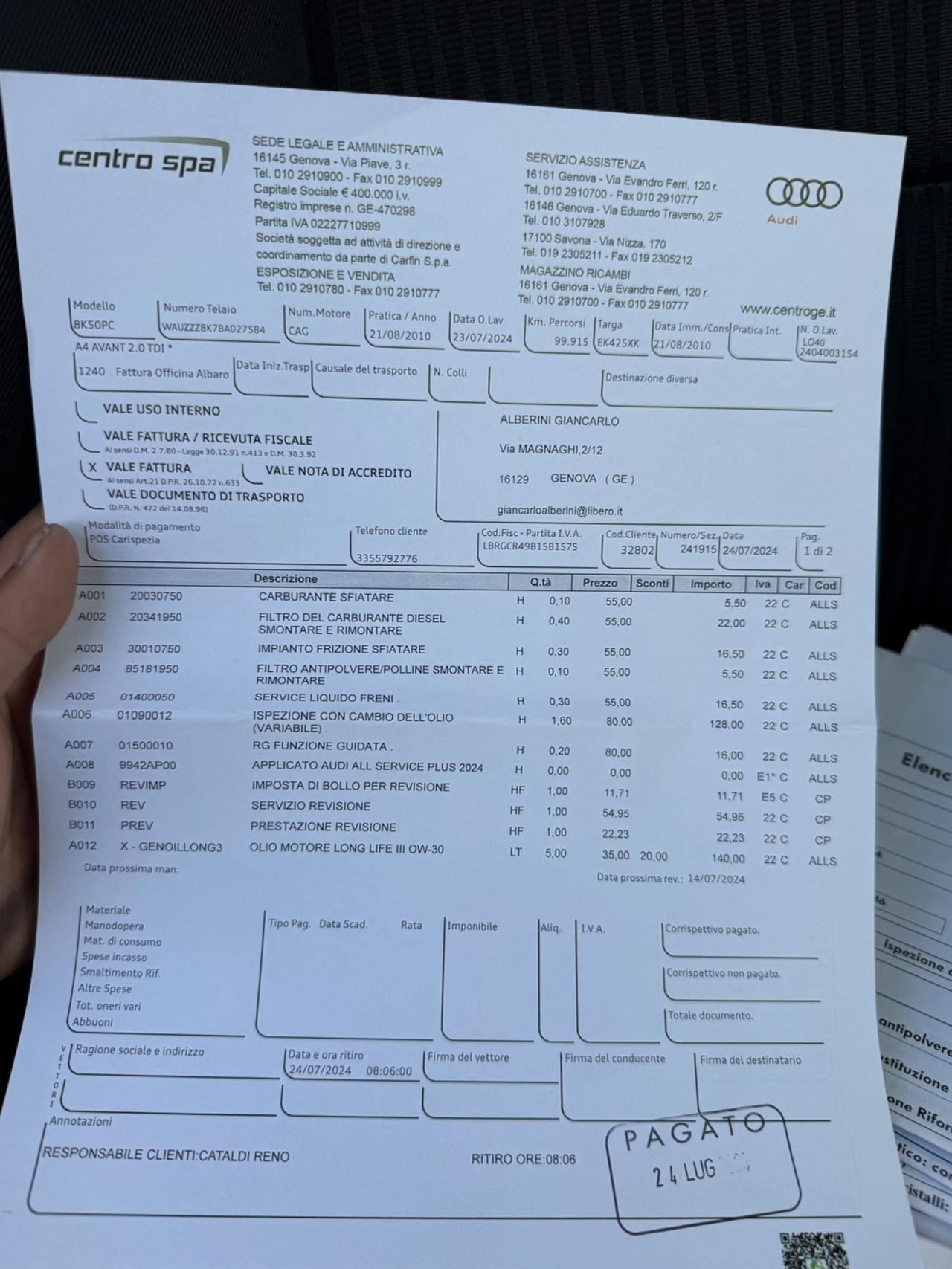 AUDI A4 2.0TDI 120CV KM CERTIFICATI 12 MESI DI GARANZIA