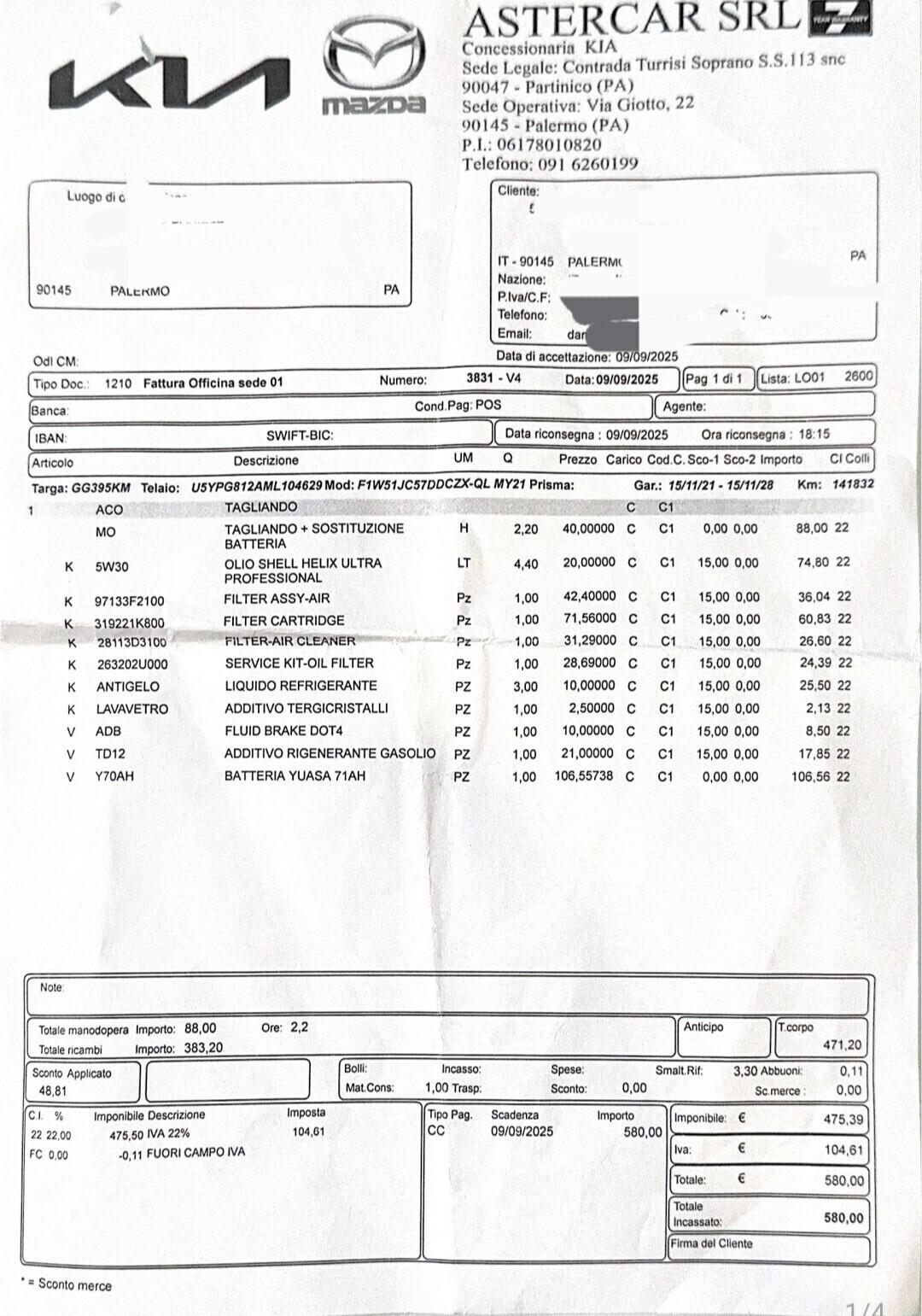 Kia Sportage 1.6Diesel 136cvDynamics(Motore Nuovo)11/2021