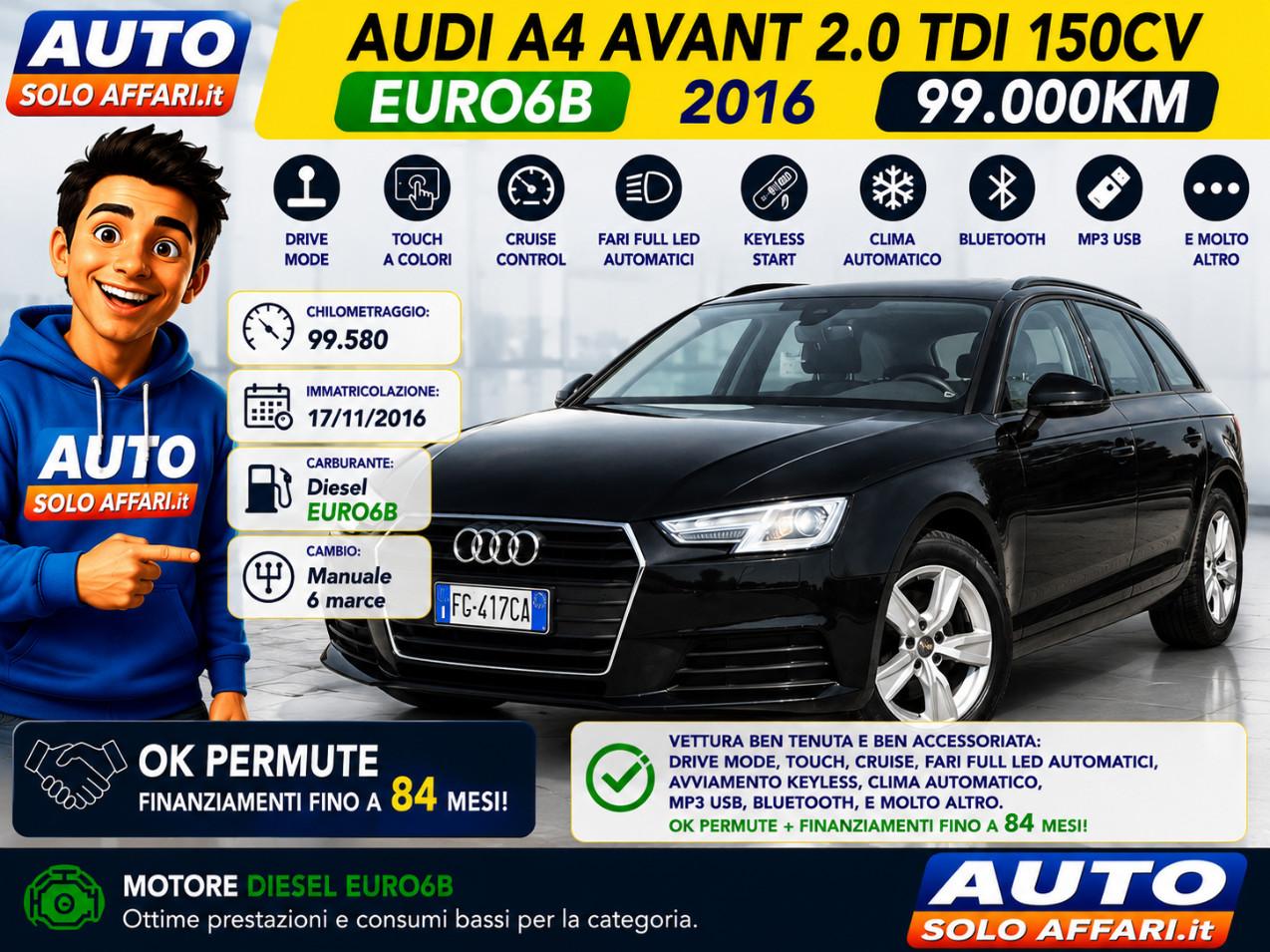 Audi A4 Avant 2.0 TDI SW 150CV MY16 99.000KM EURO6B
