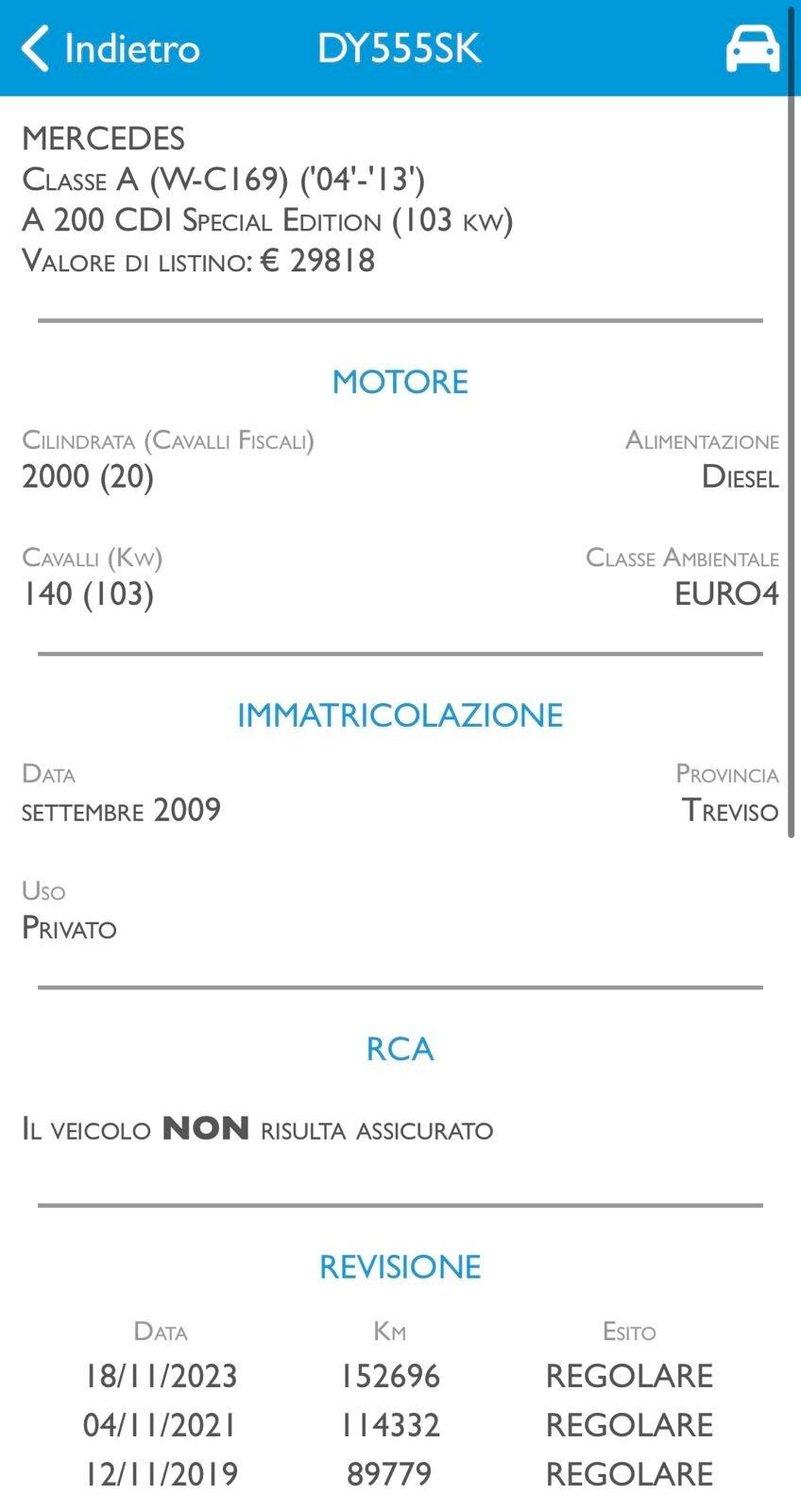MERCEDES A200 CAMBIO AUTOMATICO TETTO APRIBILE