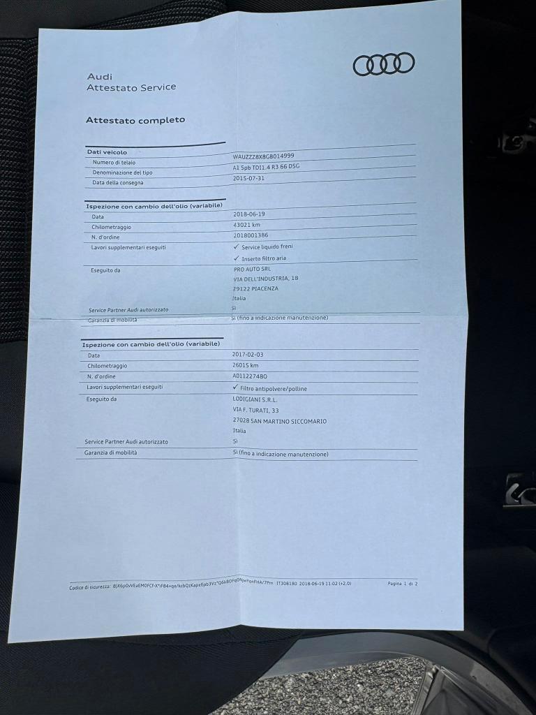 Audi A1 Sportback 1.4 tdi Sport 90 CV s-tronic ADATTA NEOPATENTATI