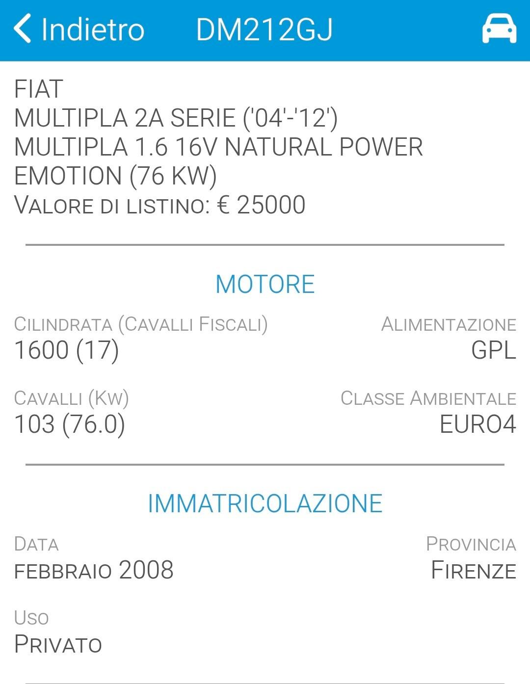 Fiat Multipla 1.6 16V Natural Power Emotion