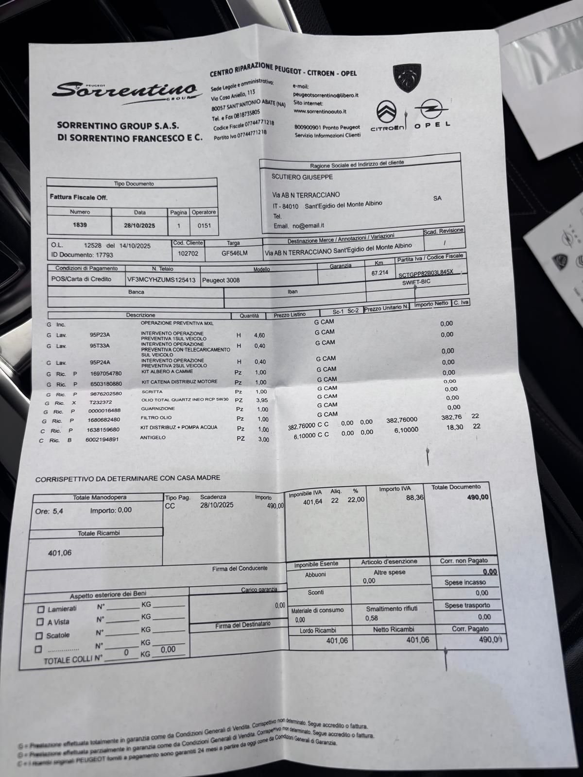 PEUGEOT 3008 GT-LINE 1.5 TAGLIANDI UFFICIALI LED-NAVI