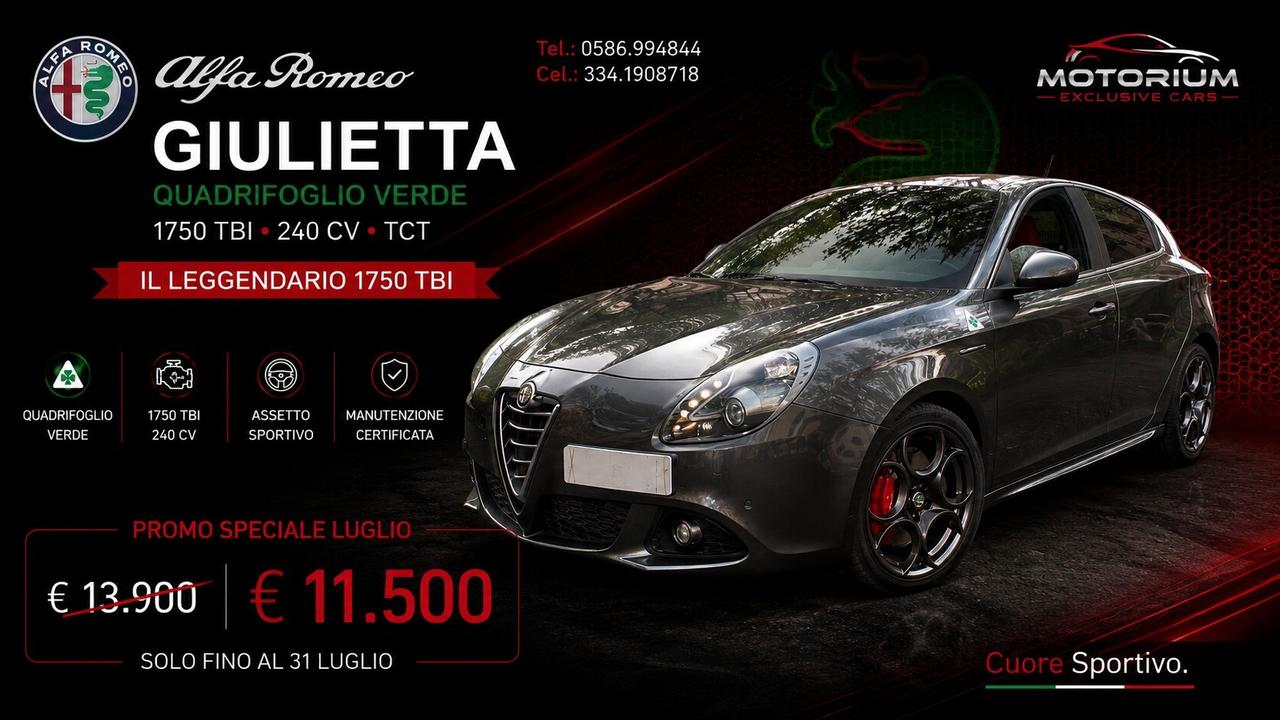 GIULIETTA QUADRIFOGLIO VERDE 1750 TBi | 240 CV TCT | PROMO €11.500