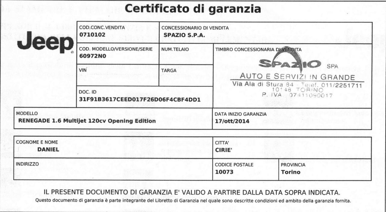 Jeep Renegade Mjt 120cv Opening Edition UnicoProp