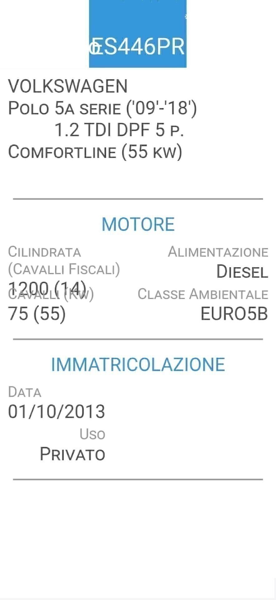 VOLKSWAGEN POLO 1,2 TDI-UNICO PROP-TAGLIANDI VOLKS