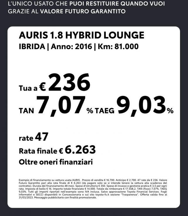 TOYOTA Auris 1.8 Hybrid Lounge