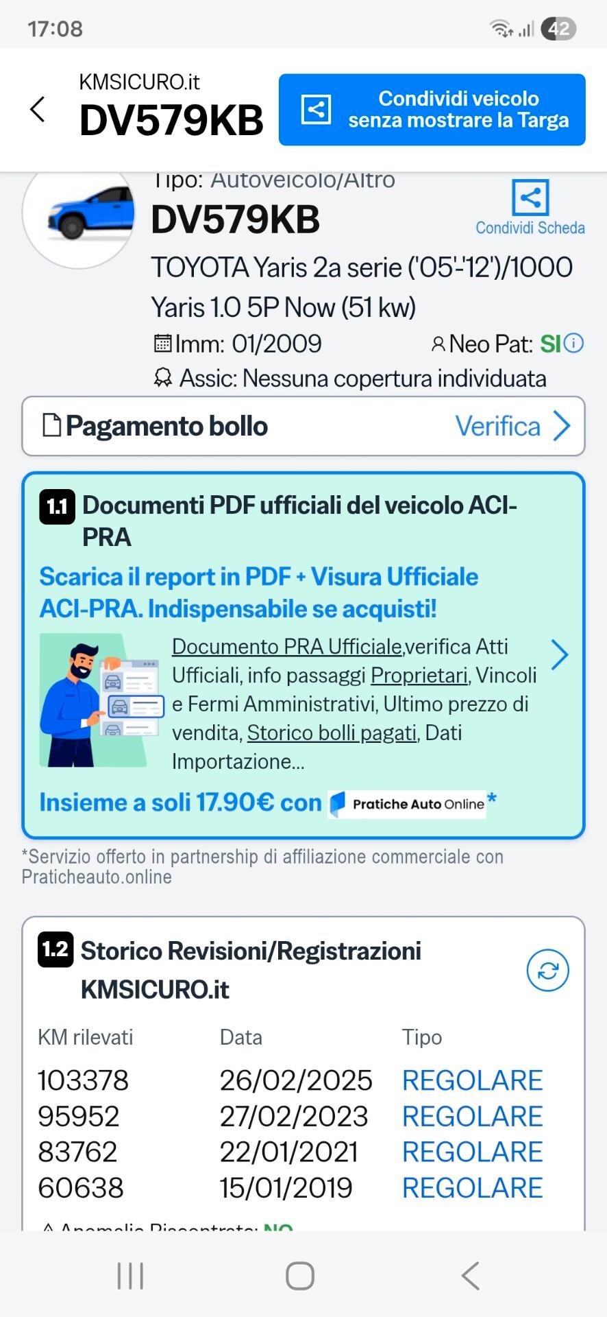 Toyota Yaris 1.0 5 porte