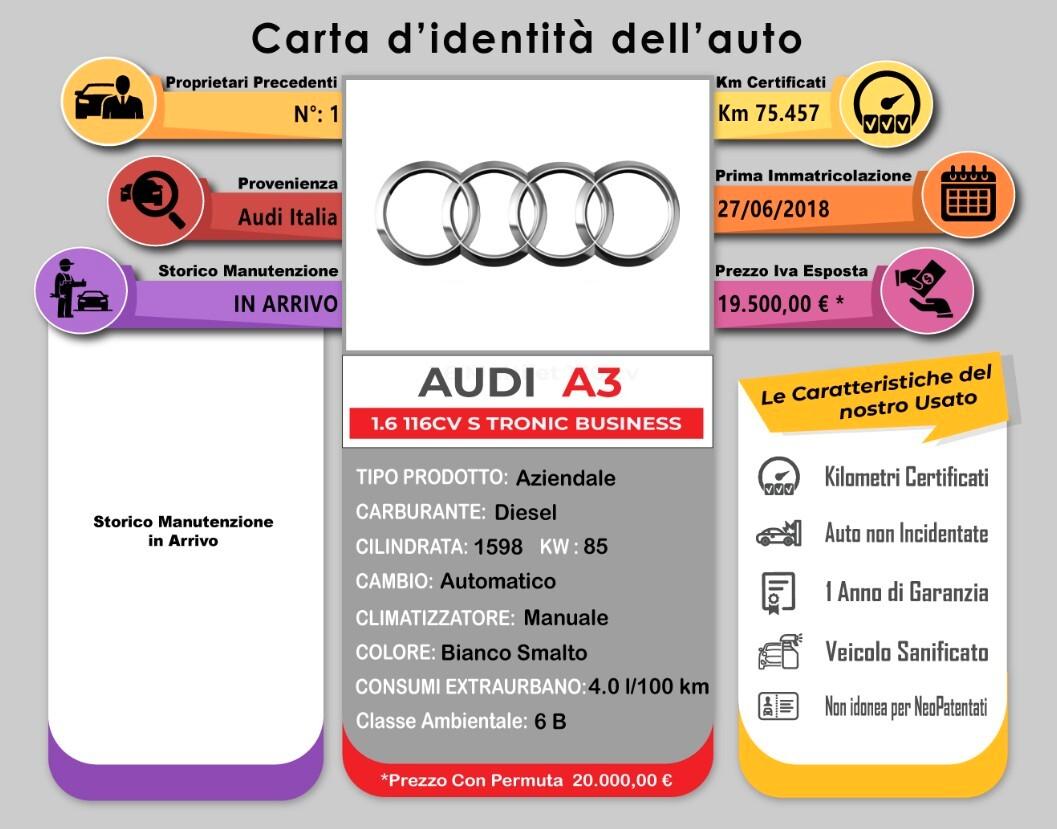 Audi A3 1.6 TDI 116 CV S tronic Business