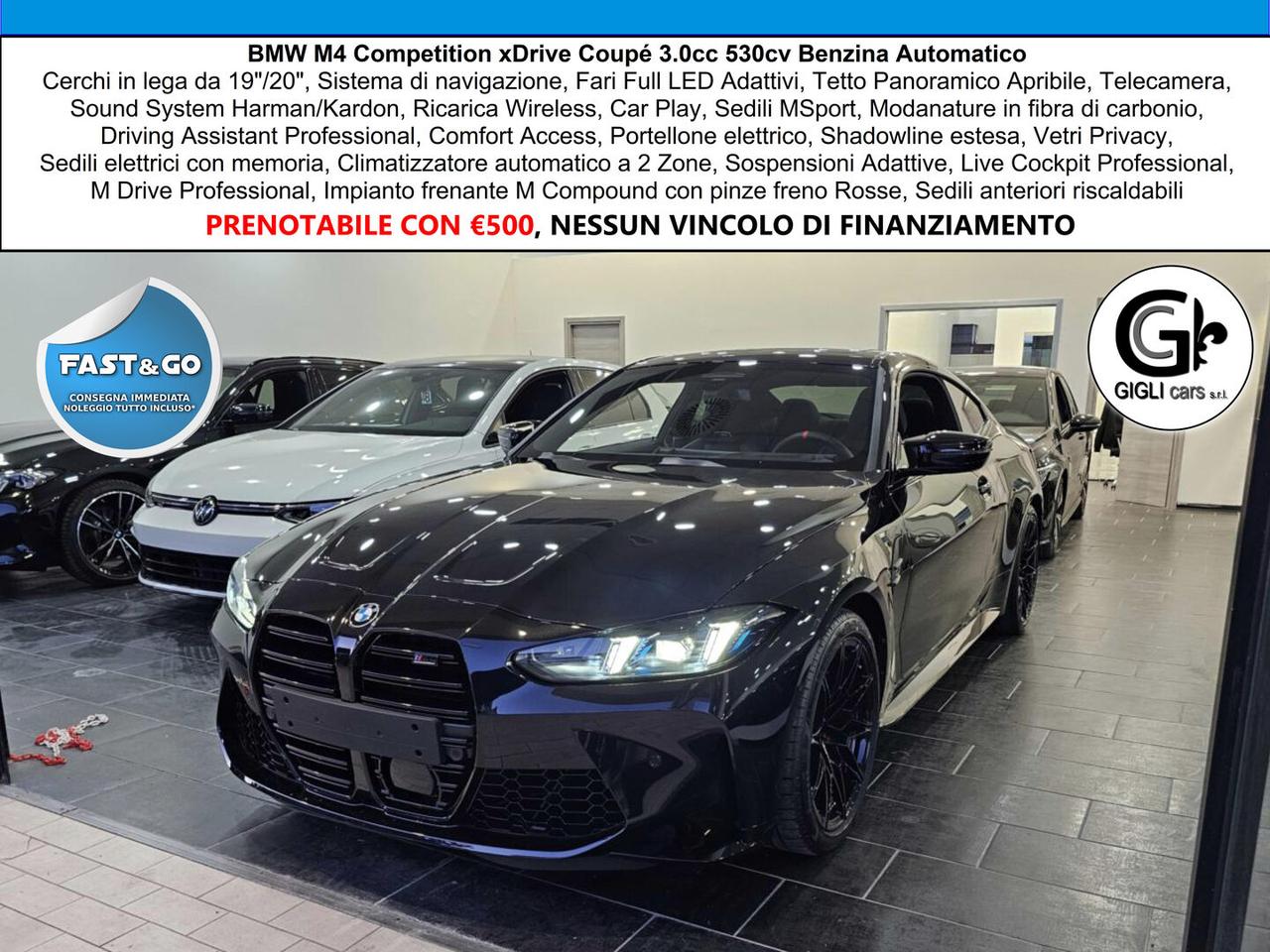 BMW Serie 4 Coupé M4 Comp Tetto C.19" 20" Harman Kardon Carbonio Led
