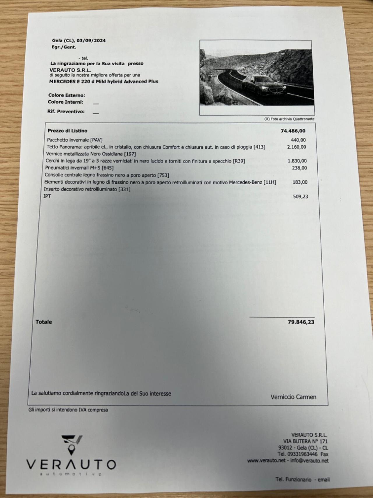 Mercedes-Benz E 220 d Advanced possibilità noleggio no scoring