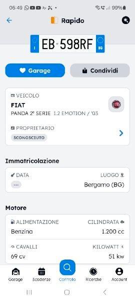 Fiat Panda 1.2 cc benzina Neopatentati 51kw Euro5 circola AreaB/C
