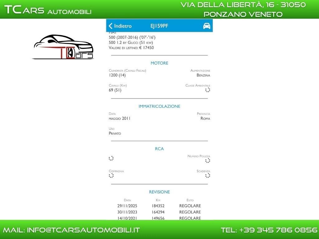 FIAT 500 1.2 BENZINA - TETTO PANORAMICO