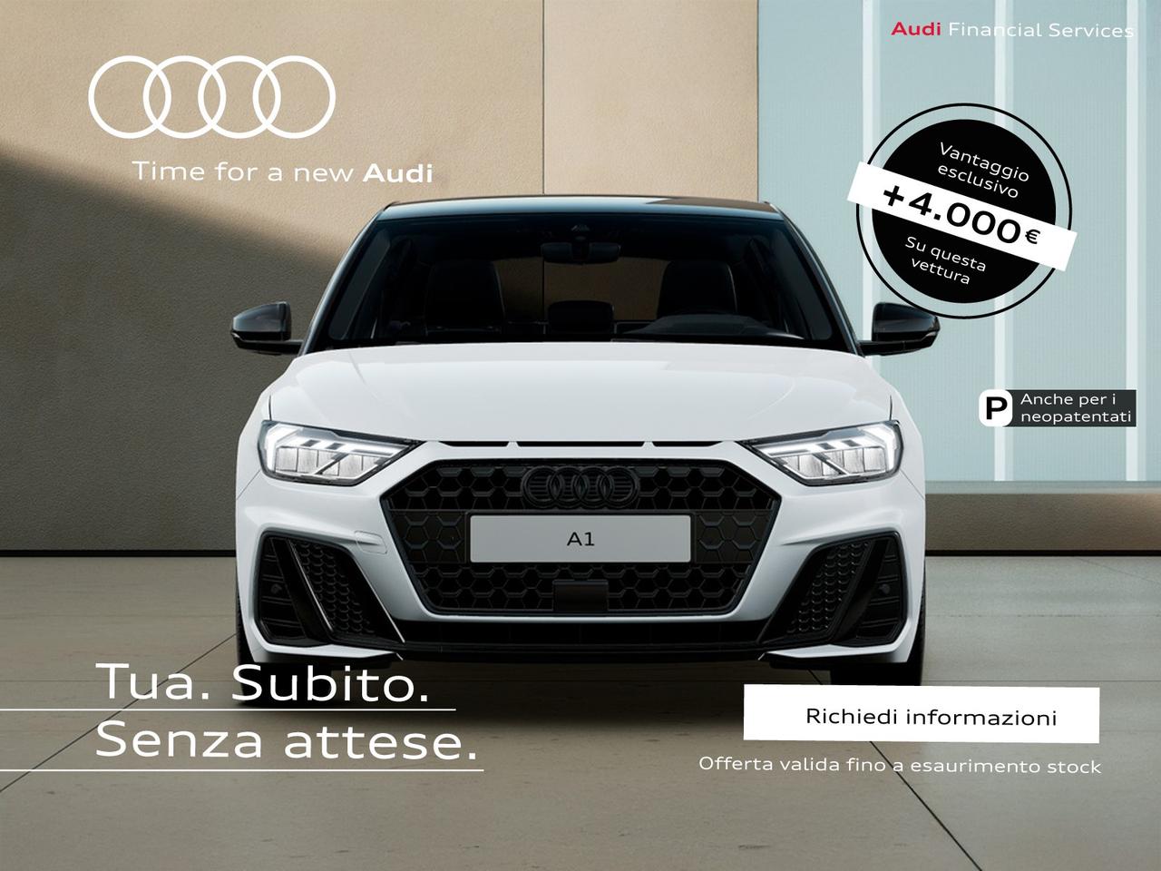 Audi A1 sportback 30 1.0 tfsi identity black 116cv s-tronic