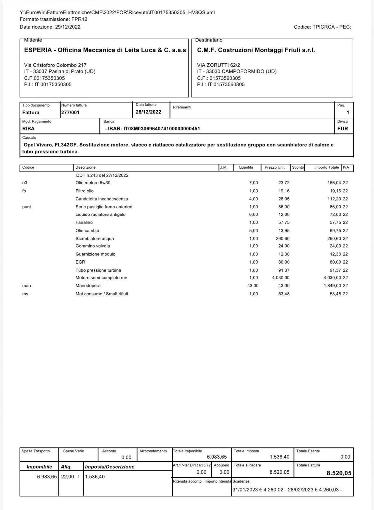 Opel Vivaro 29 1.6 CDTI 120CV PL-TN Furgone Essentia