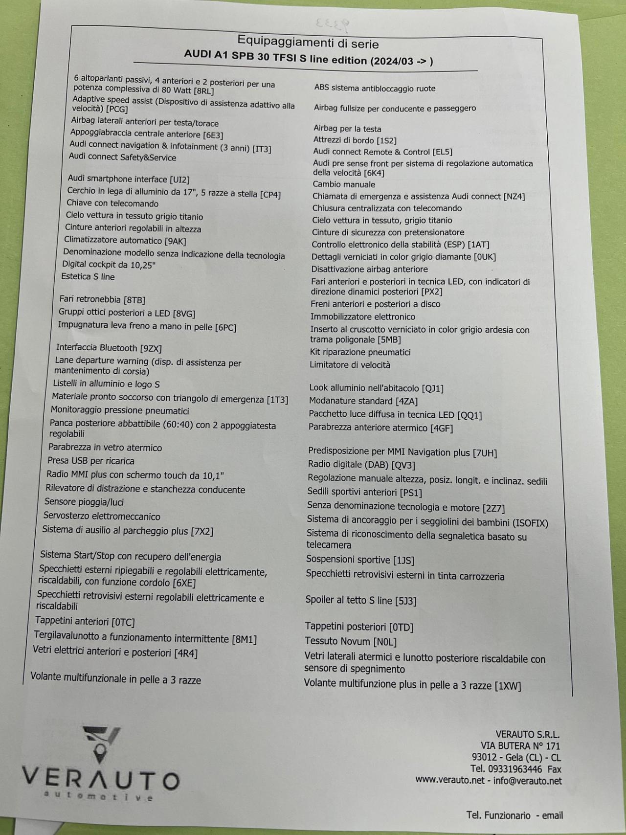 Audi A1 Spb 30 SLine possibilità noleggio no scoring