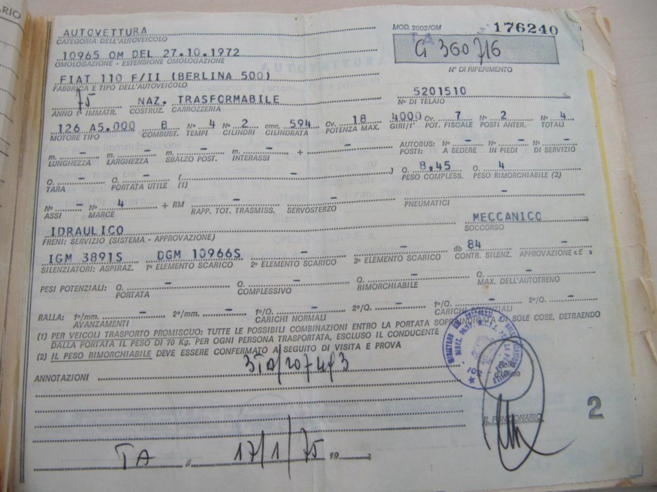 Fiat 500 R Anno 1975
