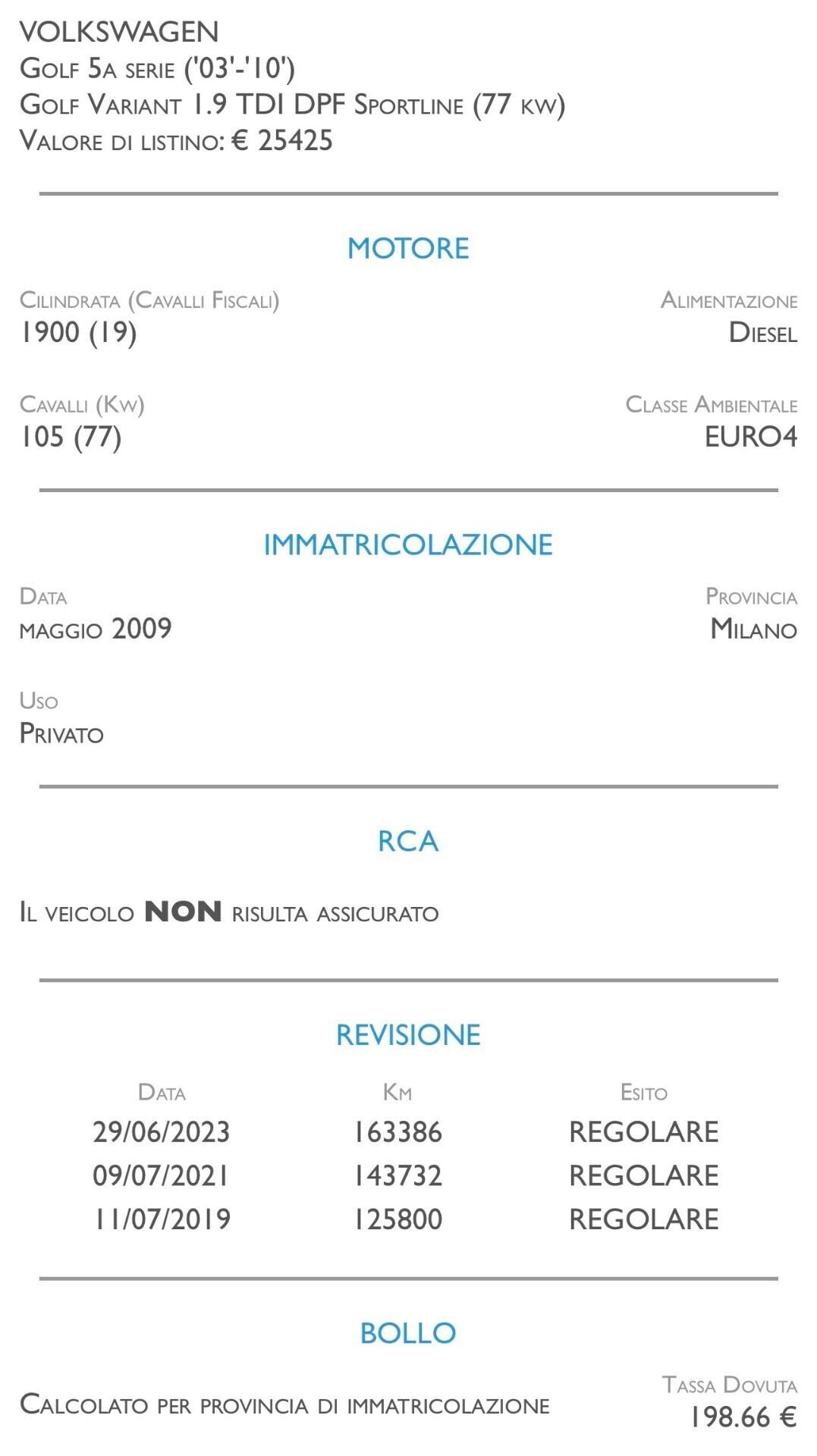 Volkswagen Golf Variant Var. 1.9 TDI DPF Sportline