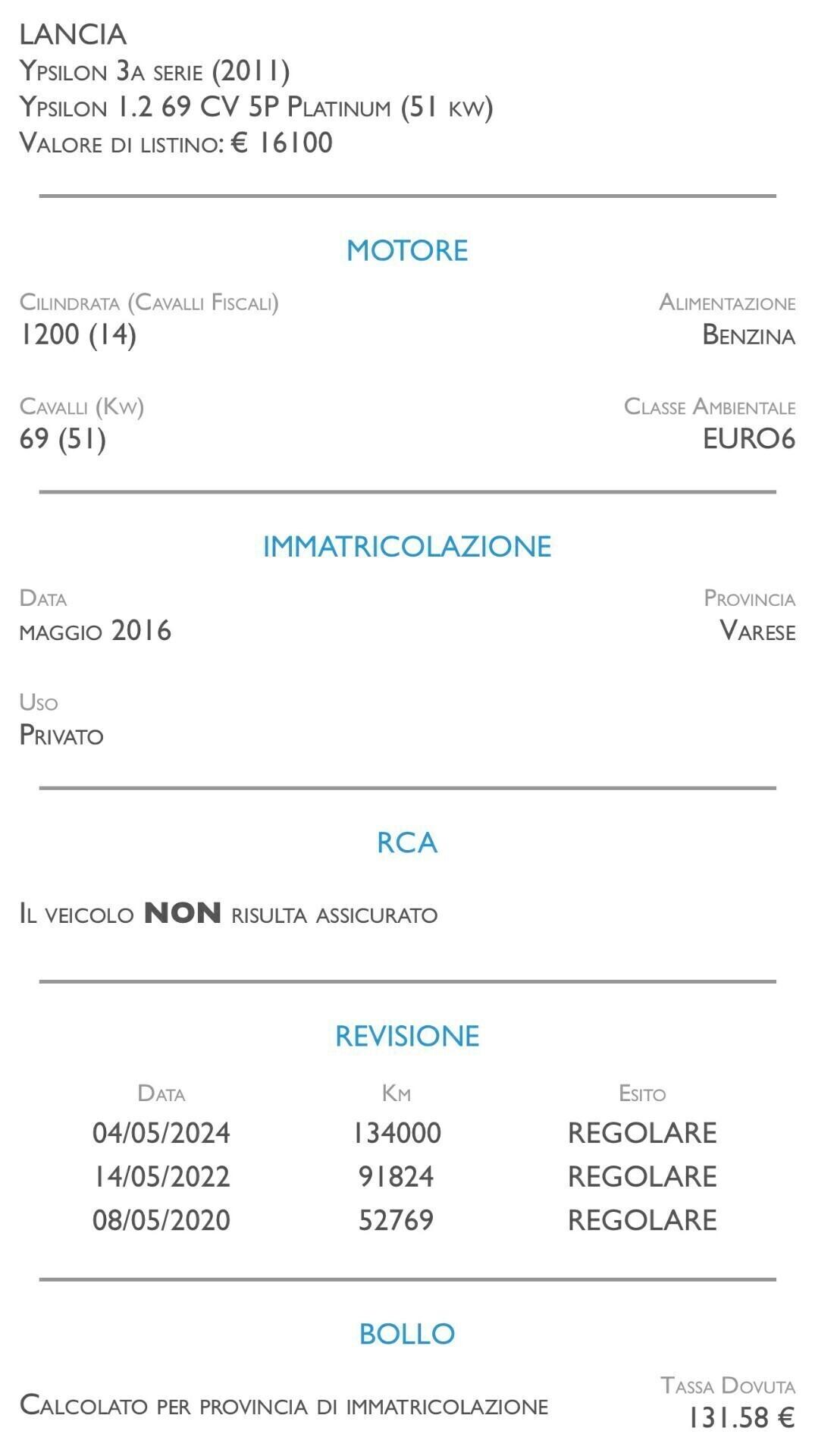 Lancia Ypsilon 1.2 69 CV 5 porte Platinum - NEOPATENTATI