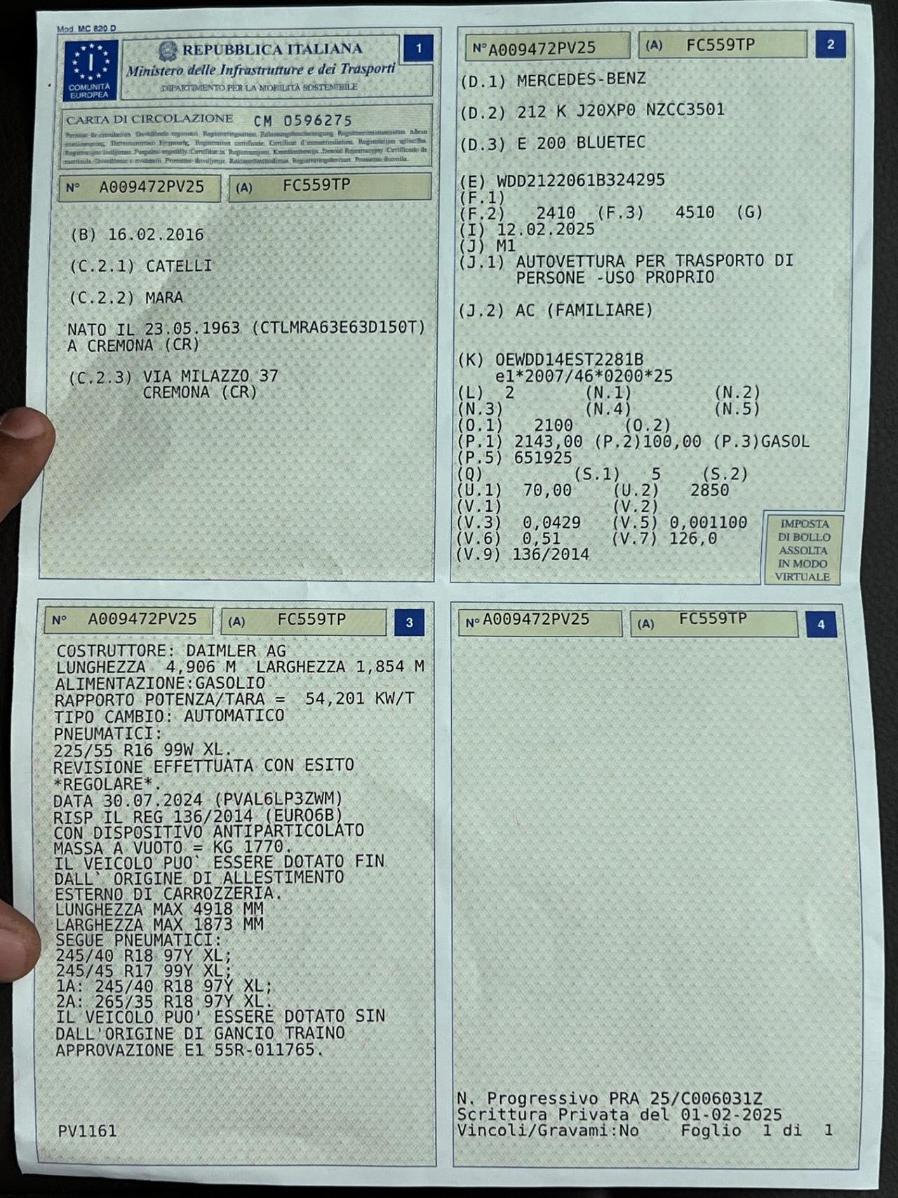 Mercedes-benz E 220 Problemi al Motore