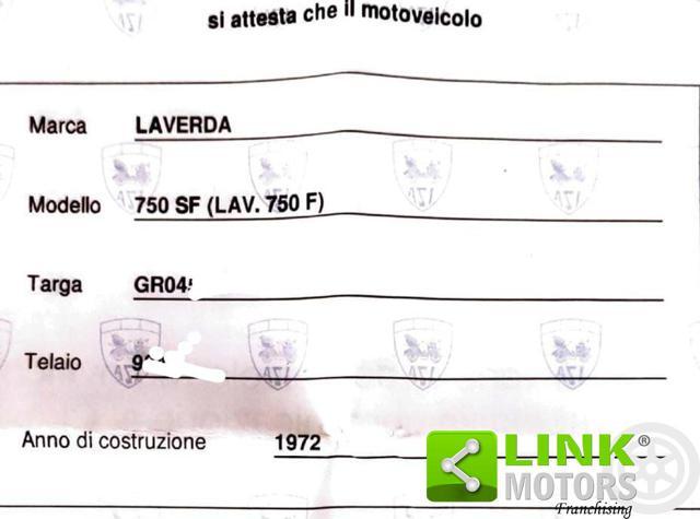 LAVERDA SF 750 1972 ISCRITTA ASI