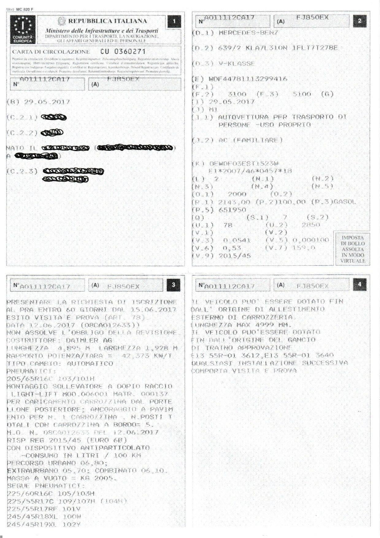 Mercedes V 200 d 136 CV allestimento disabili