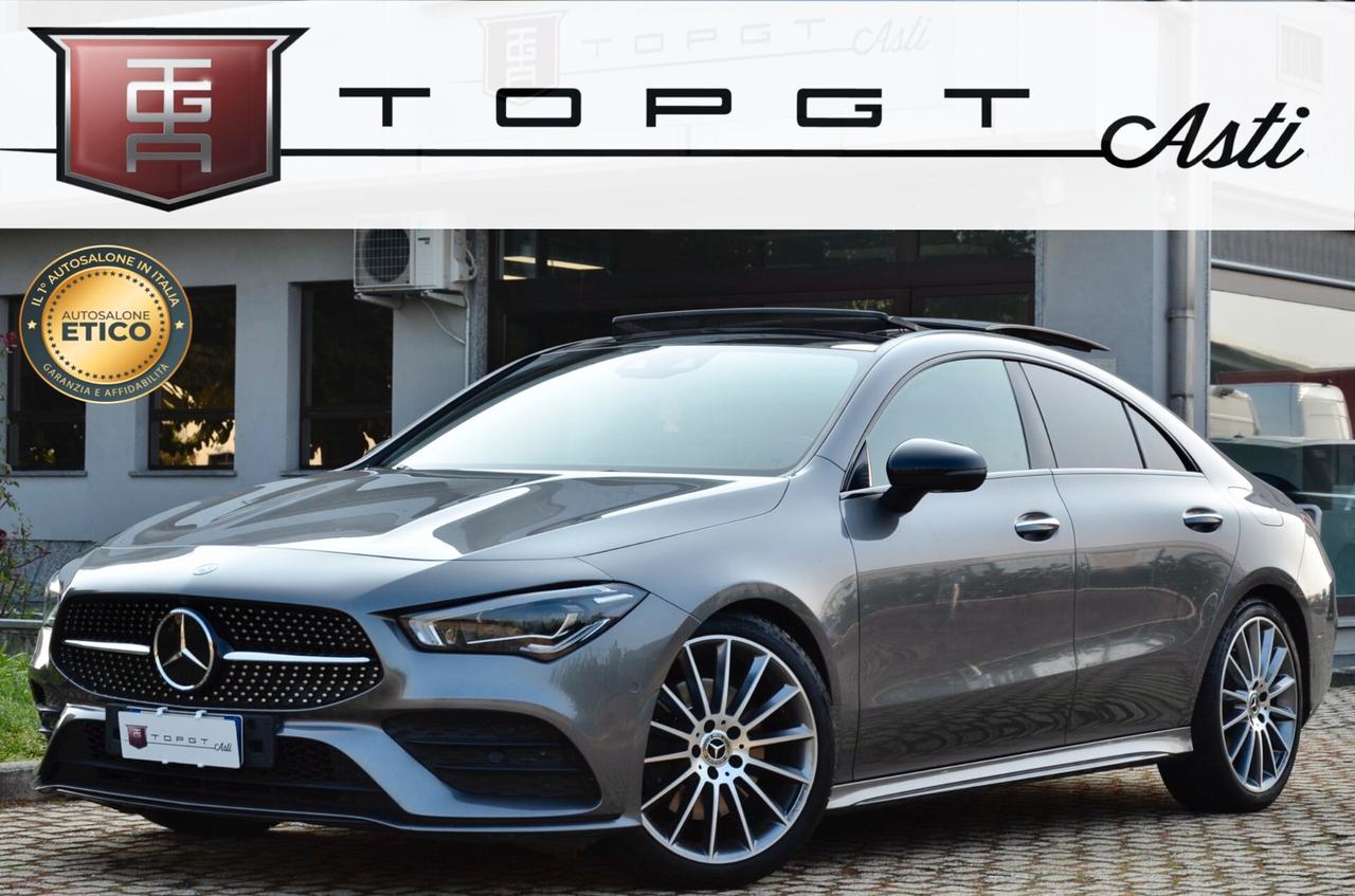 MERCEDES-BENZ CLA 200d COUPE PREMIUM AMG LINE 150cv AUTO, SERVICE CON FATTURE, EURO 6D, TETTO, HI-FI BURMESTER, NIGHT PACK, FARI MULTIBEAM, LUCI A 64 COLORI, RETRO 360°, PERMUTE