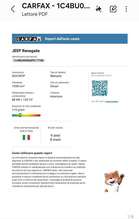 Jeep Renegade 1.6 Mjt 120 CV Limited