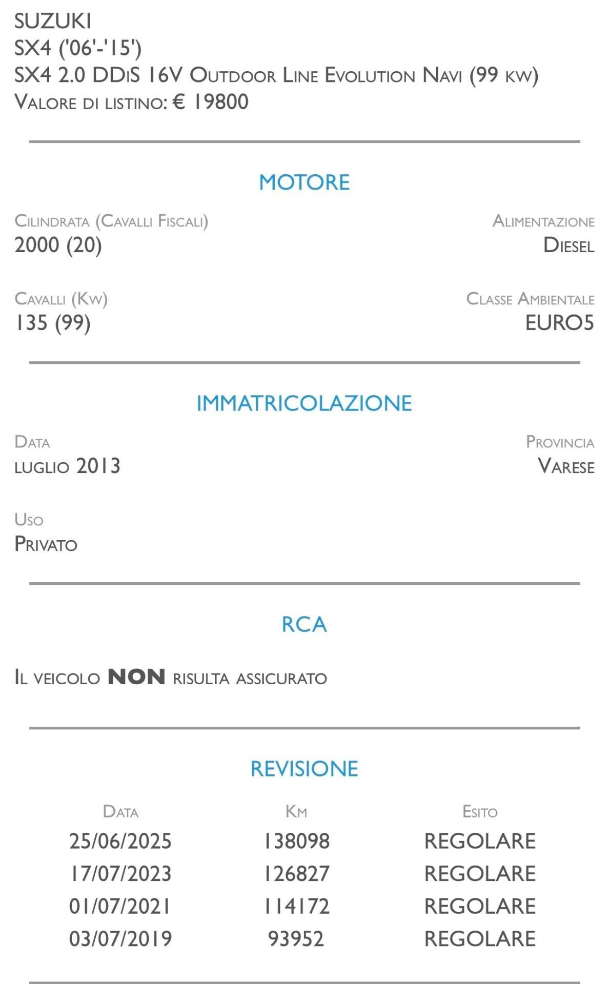 Suzuki SX4 2.0 DDiS 16V Outdoor Line Evolution Navi - UNICO PROPRIETARIO