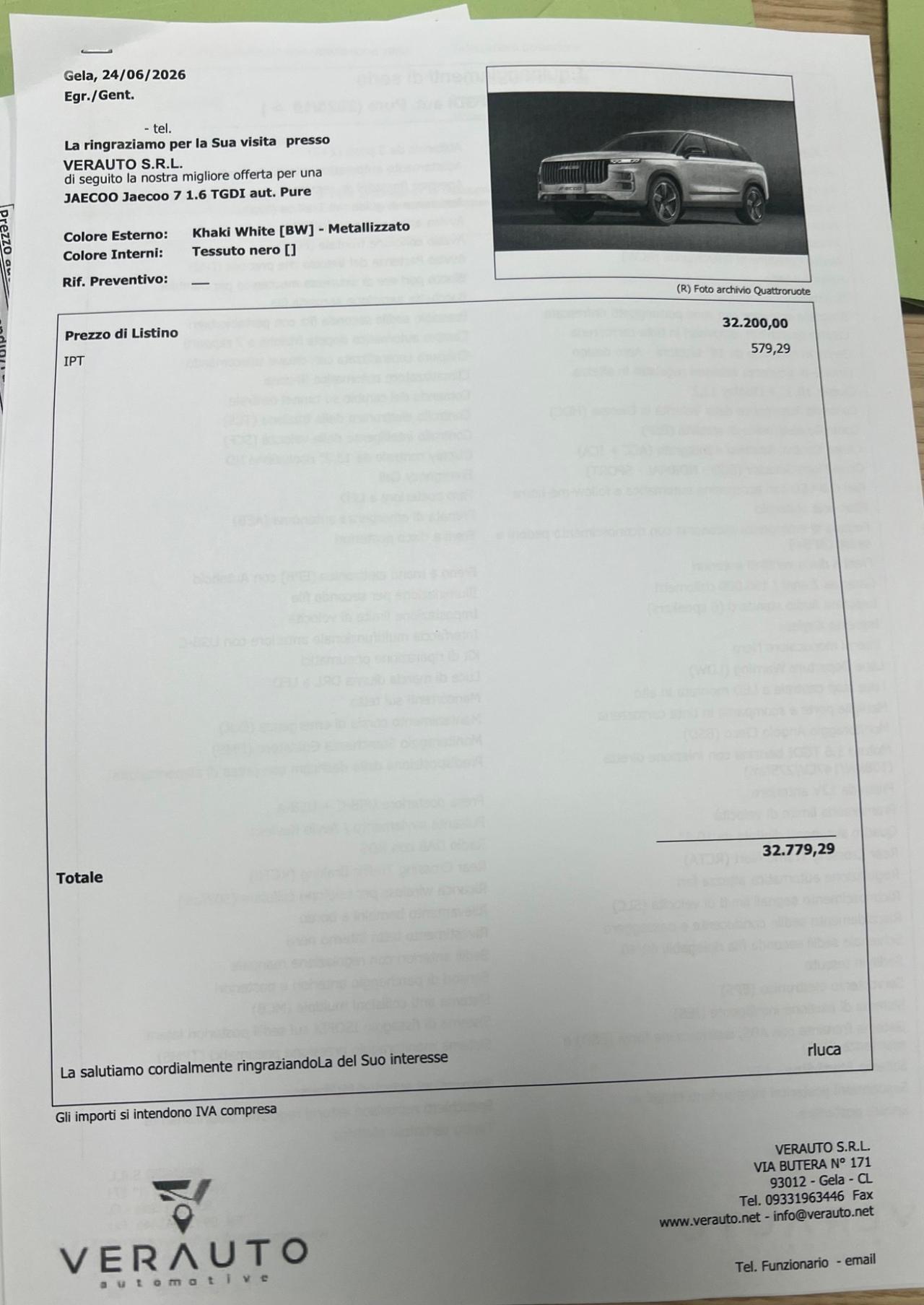 Jaecoo 7 1.6 TGDI aut. Pure - ANTICIPO €9.900 i.c NOLEGGIO NO SCORING