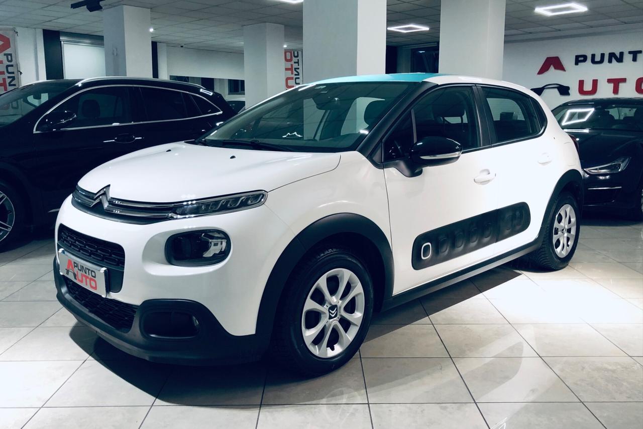 Citroen C3 PureTech 82 bianca tetto a contrasto