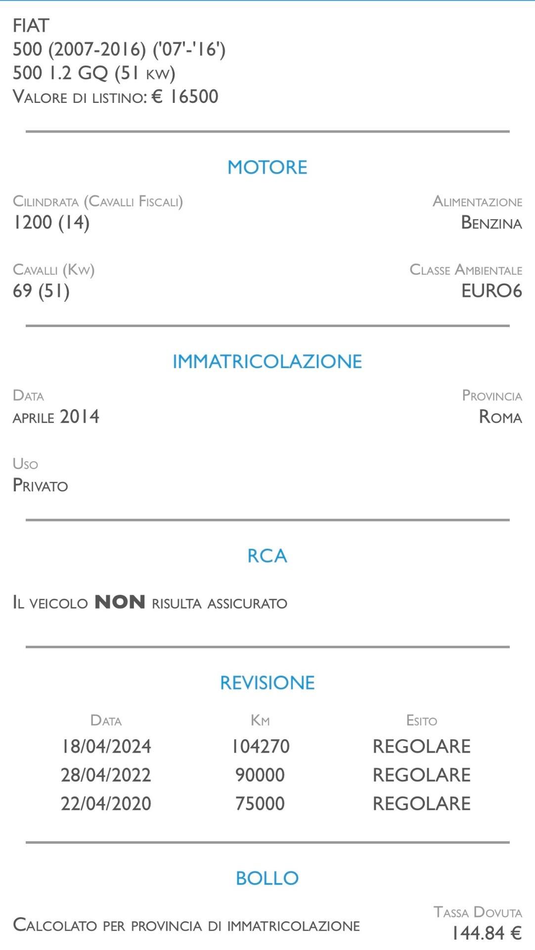 Fiat 500 1.2 GQ - UNICO PROPRIETARIO
