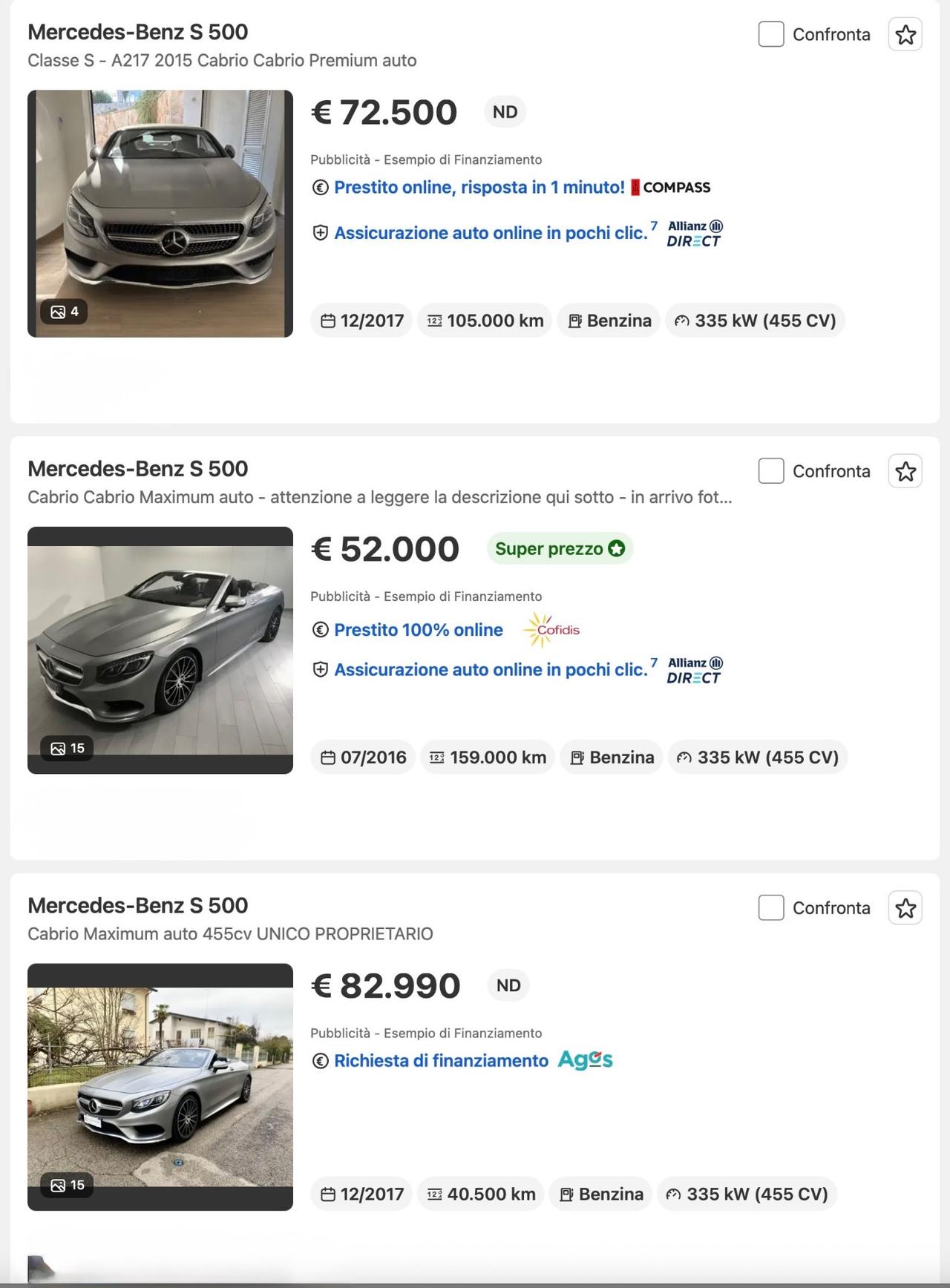 Mercedes-benz S 500 Cabrio .- PREZZO N1 EUROPA