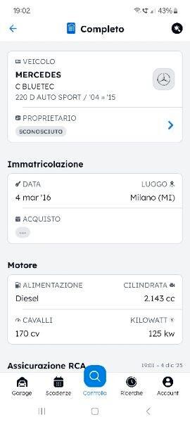 Mercedes-benz C 220 d Sport Blutec Euro6 Gomme Nuove Tagliandata sempre