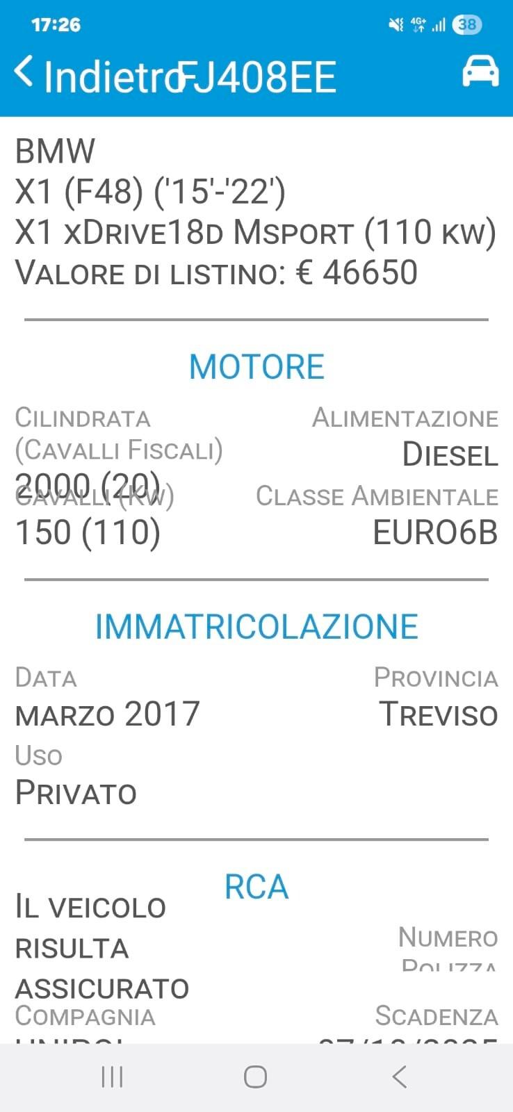 Bmw X1 xDrive18d Msport full garantita 12 mesi