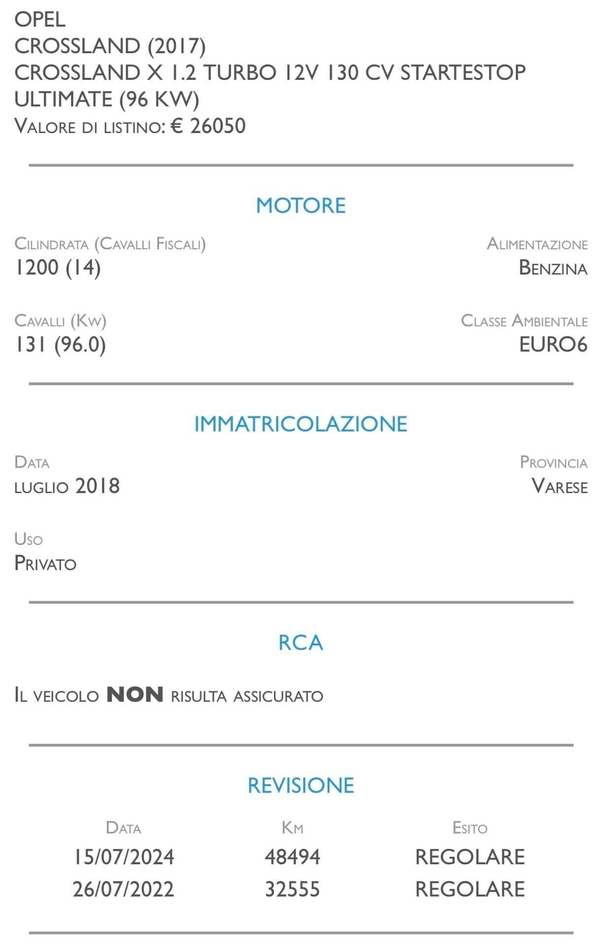 Opel Crossland X 1.2 Turbo 12V 130 CV Start&Stop Ultimate - UNICO PROPRIETARIO