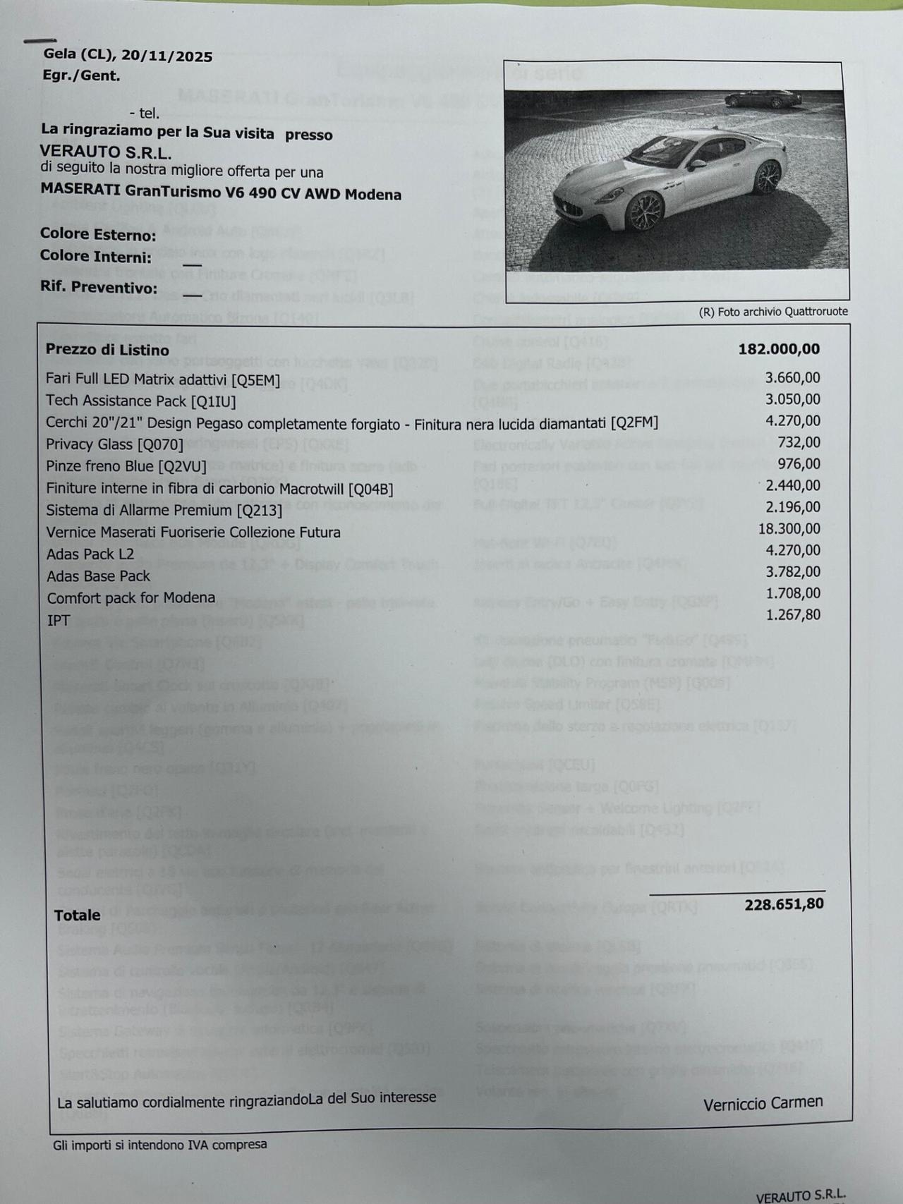 Maserati GranTurismo Modena awd auto possibilità noleggio no scoring